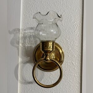 Vintage Brass Tone Votive Candle Holder Wall Sconce